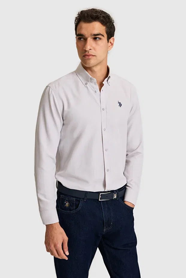Мужская рубашка с длинным рукавом Basics U.S. Polo Assn., Light Gray