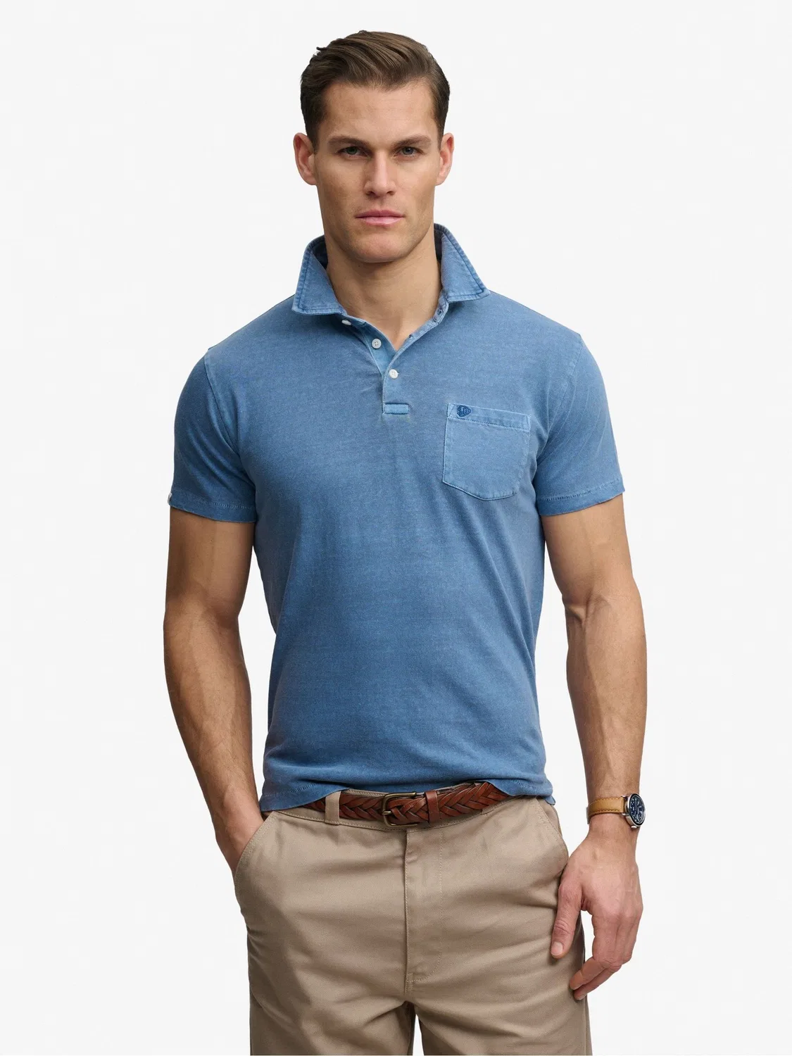 Поло Superdry Classic Cotton Linen, синий — фото 2