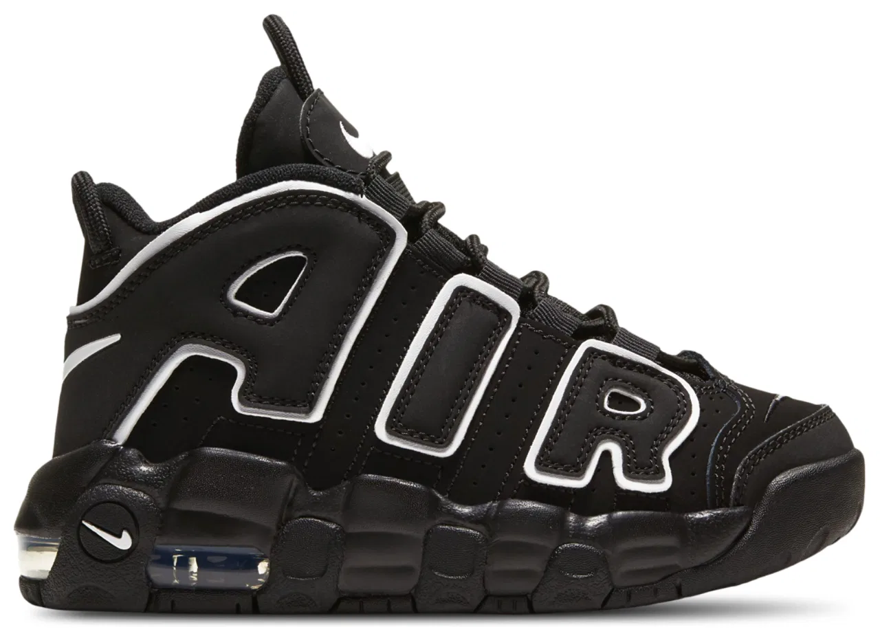 Детские кроссовки для мальчиков с кожаным верхом Nike Air More Uptempo, Nike, Black/Black/White