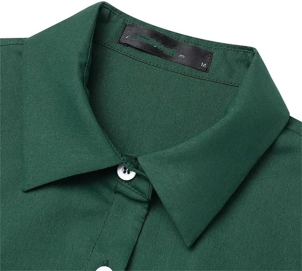 Женское платье-рубашка с отложным воротником миди Turn Down Collar, Navy — фото 4