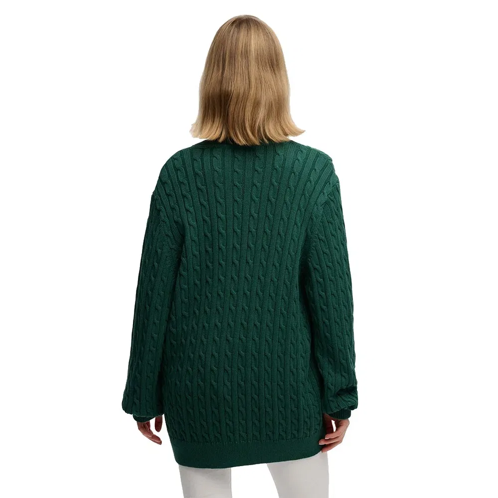 Свитер Oversized Cable V-neck Superdry, зеленый — фото 2
