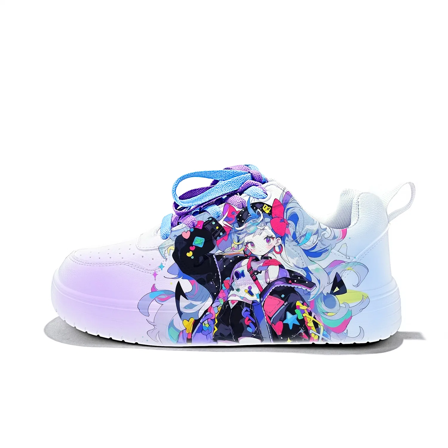 Детские кроссовки из синтетической кожи с низким верхом ZUOLENGCHAN, White Blue Purple-ZLA4020D