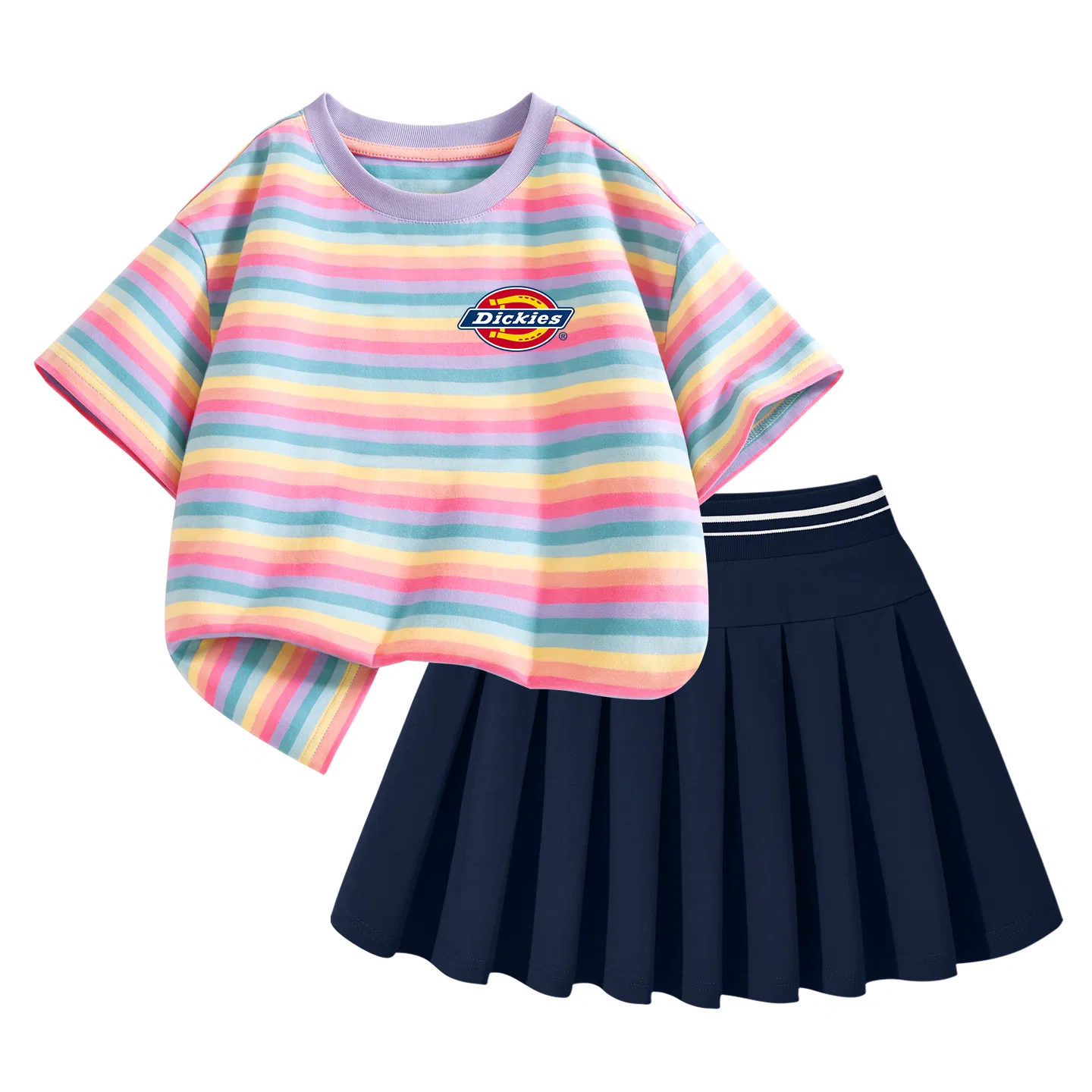 Детский комплект из футболки и юбки с принтом Lily of The Valley Purple, Dickies, Deep Sea Blue