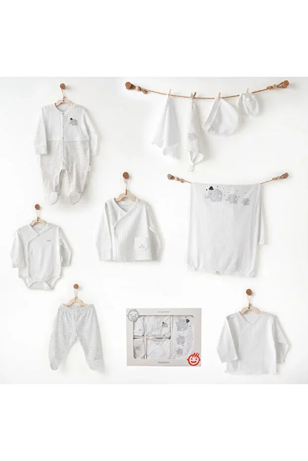 Детский комплект боди для новорожденных хлопковый Hello Elephant Andywawa, White