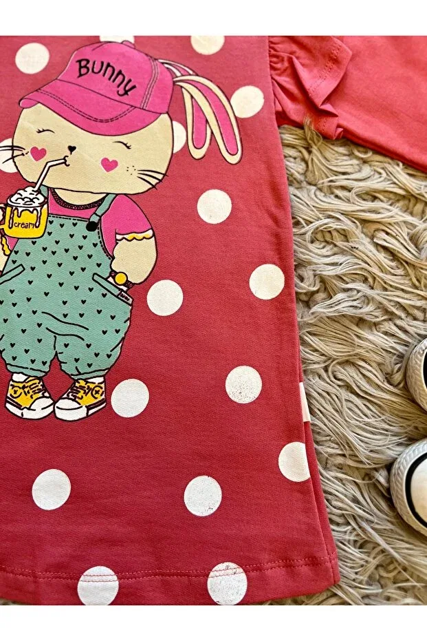 Детское платье для девочек с принтом Polka dot bunny bunny seasonal girl's dress Enes Baby, Rose Dried — фото 2