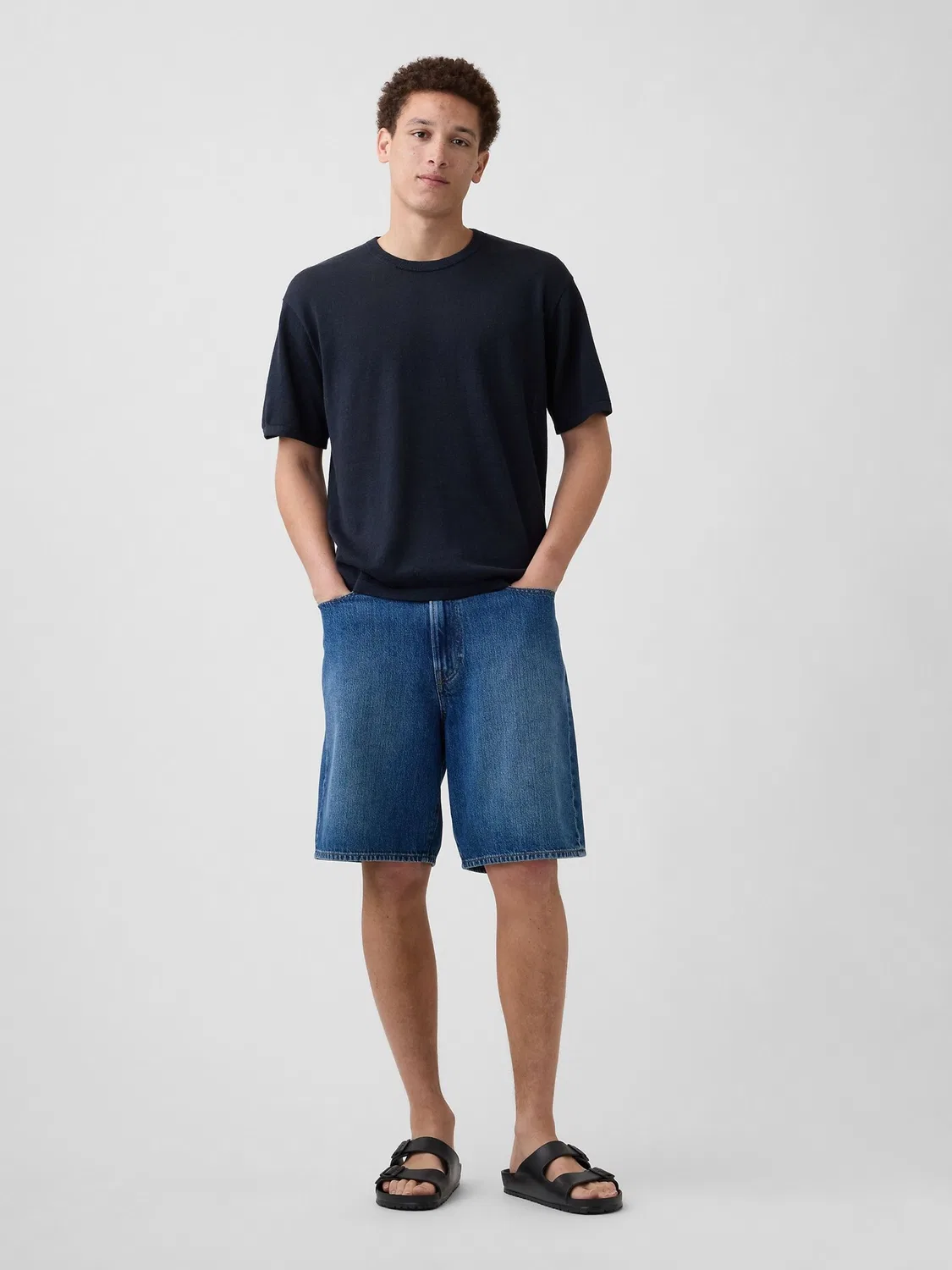 Футболка из льняной смеси Gap, черный — фото 3