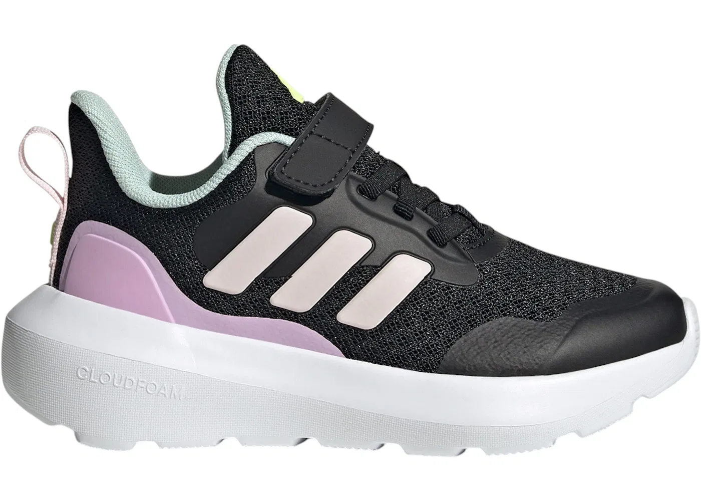 Детские кроссовки для бега с застежкой-липучкой Fortarun 3 Adidas, Core Black/Clear Pink/Bliss Lilac