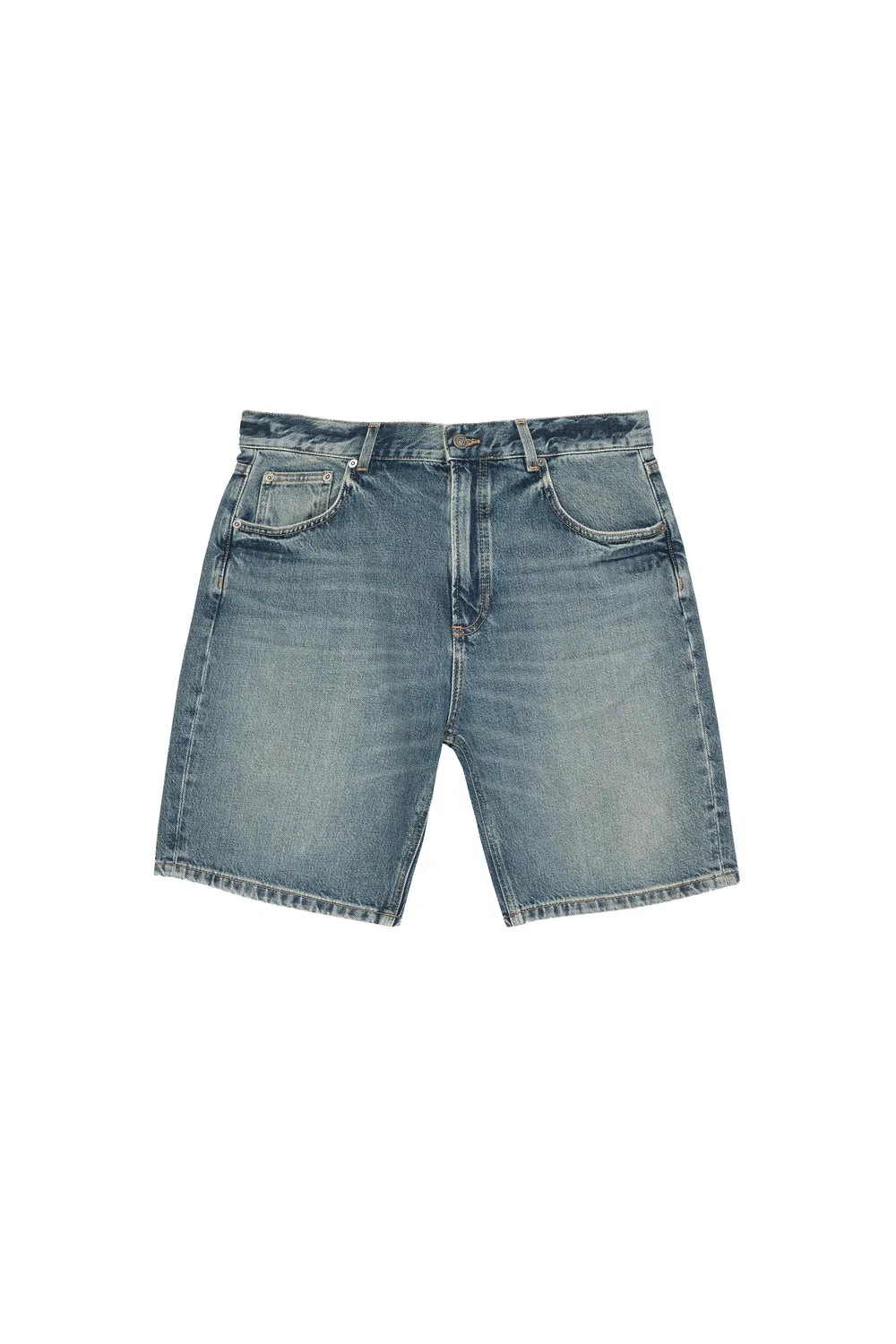 Джинсовые шорты-бермуды прямого кроя ZARA, Mid-Blue — фото 3