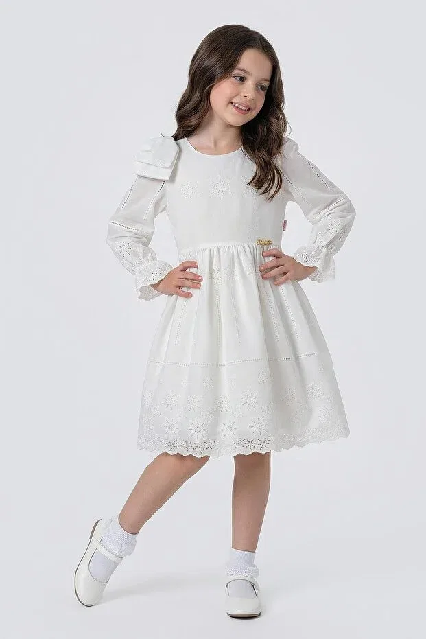 Детское платье для девочек с длинным рукавом Zaziko Kids, White