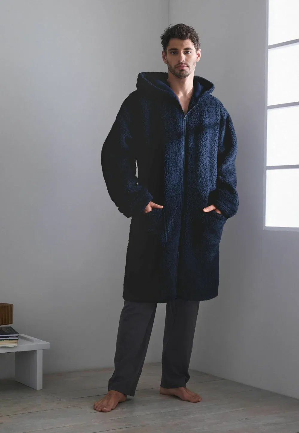 Халат стандартного кроя - на молнии, из искусственной кожи Next, Navy Blue — фото 4