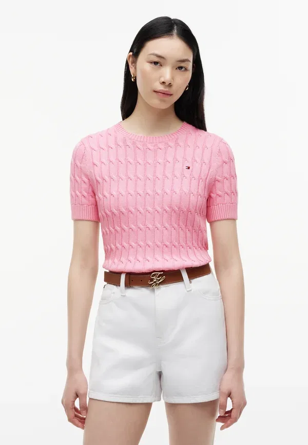 Футболка из хлопка Cable Tommy Hilfiger Classic Pink, розовый