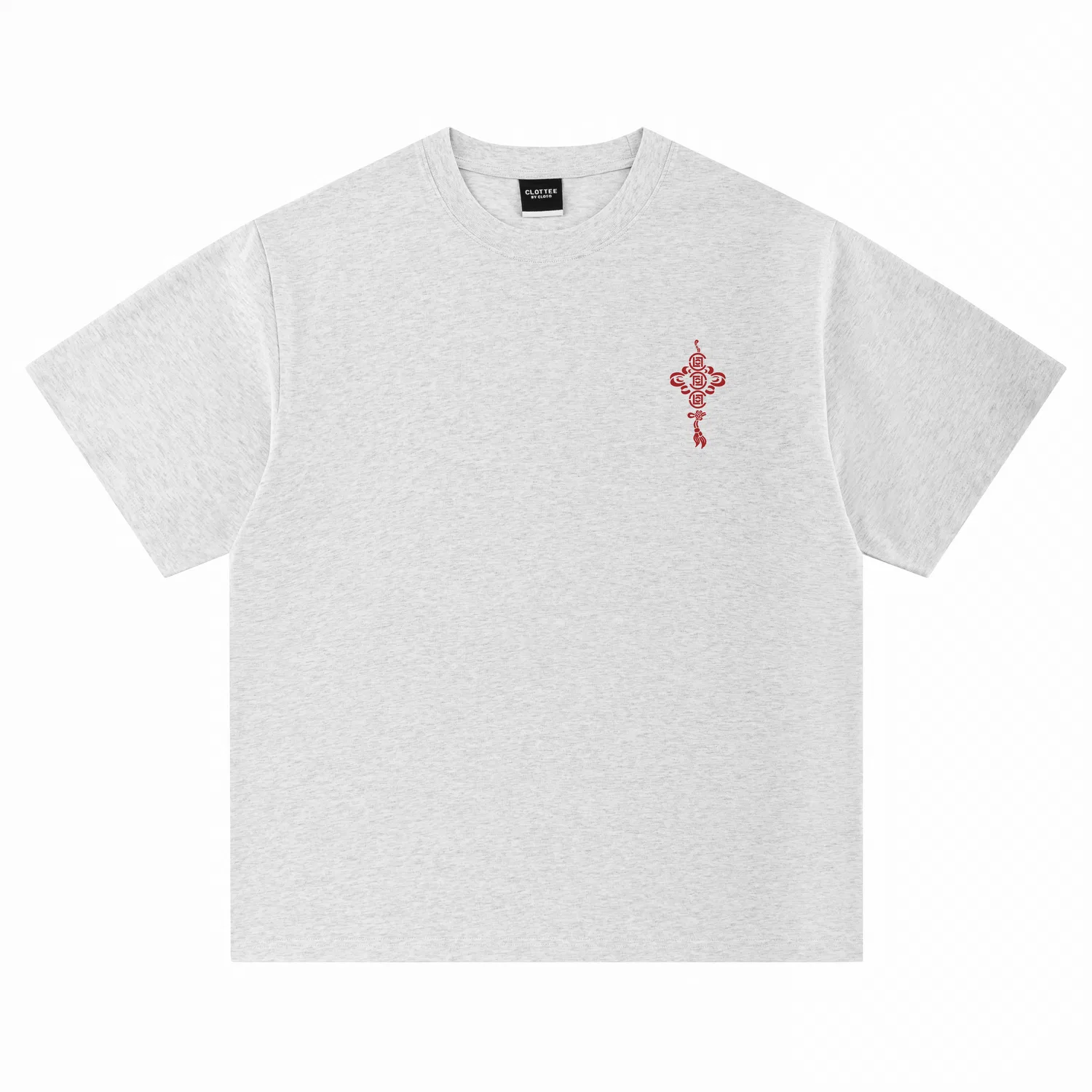 Детская футболка с круглым вырезом, свободного кроя, CLOT, Heather Gray (320g Heavyweight 100% Cotton)