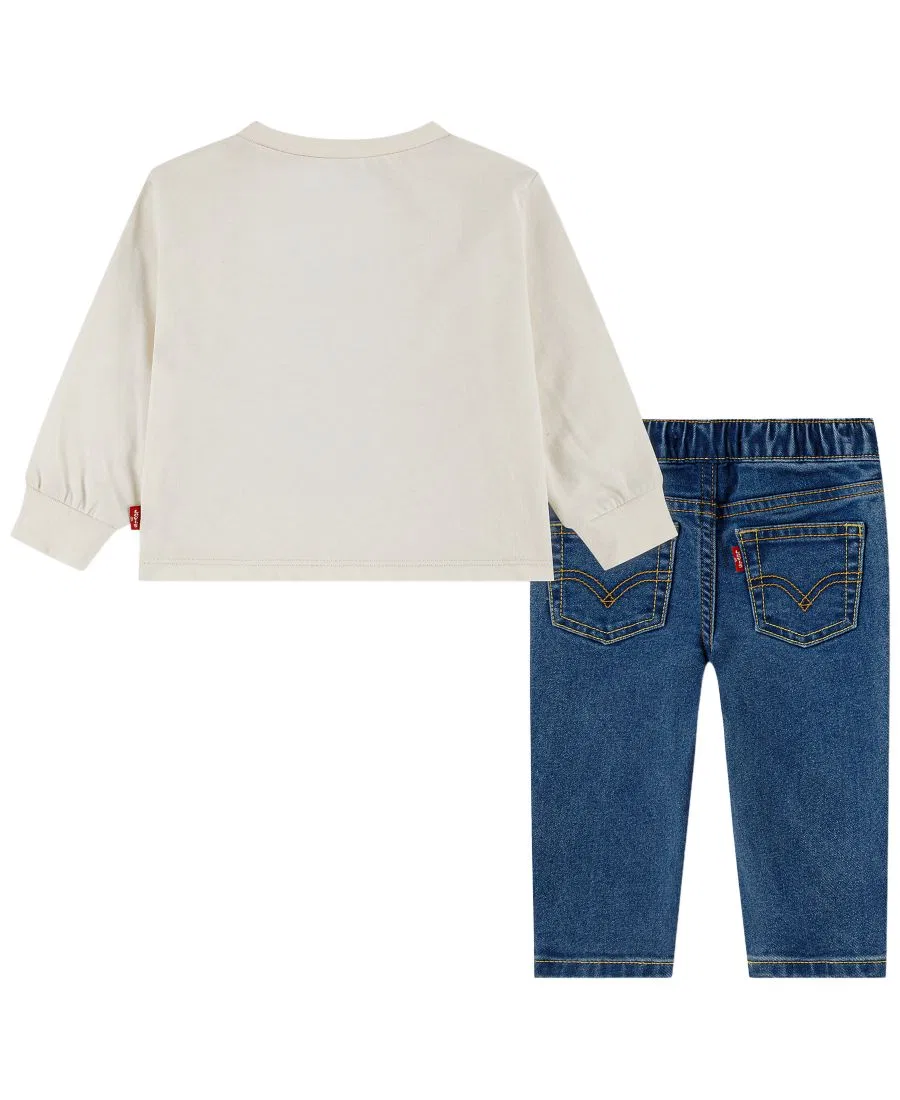 Комплект из лонгслива с длинным рукавом и джинсов, с графическим принтом Levi's Levi's Egret/Blue — фото 2