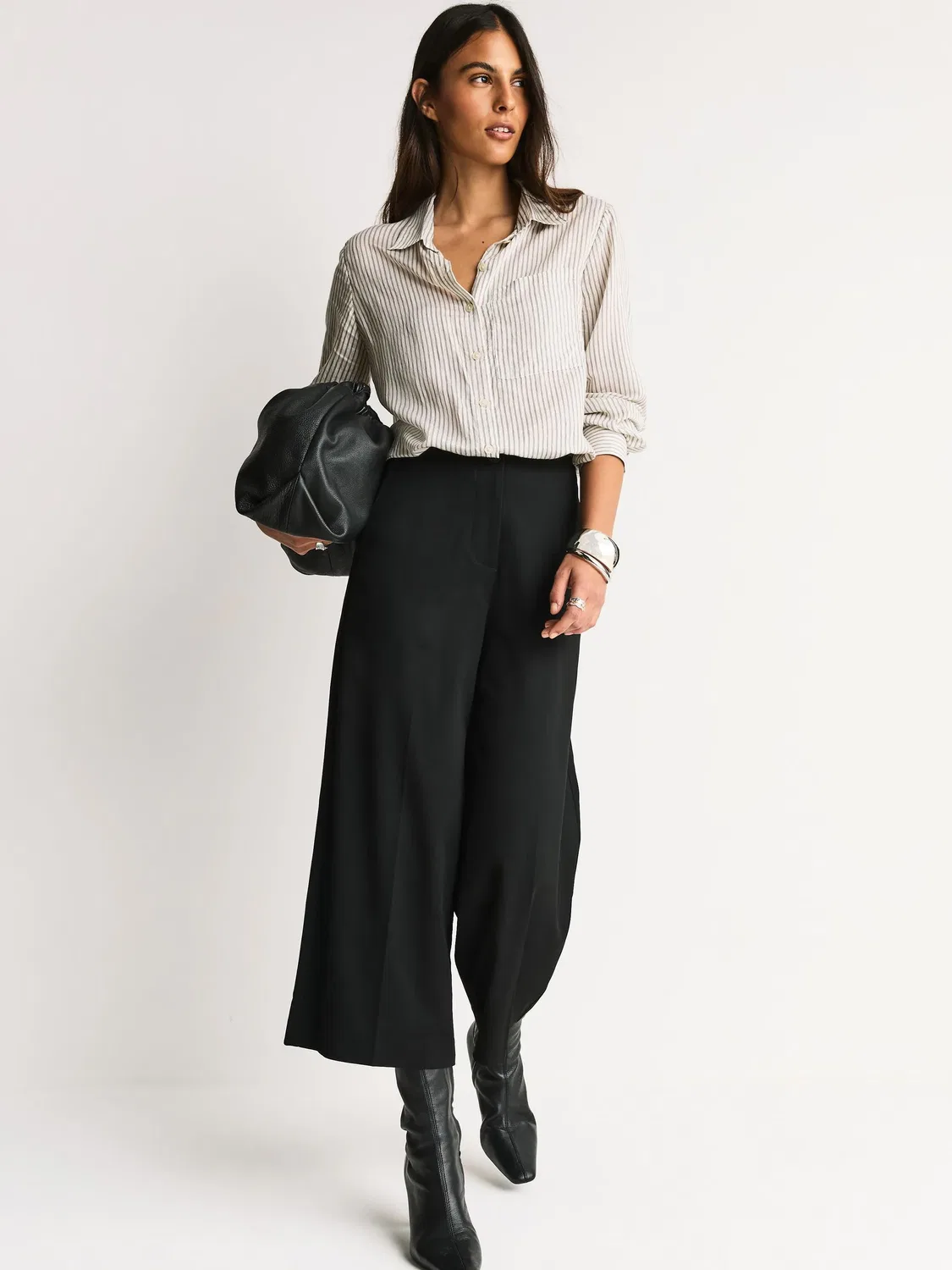 Брюки-кюлоты приталенные Black Tailored Culottes Next, черный