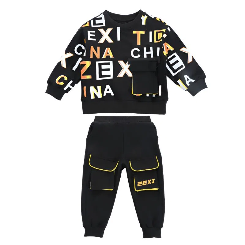 Детский спортивный комплект для мальчиков с принтом MADALLO, Black Two-Piece Set