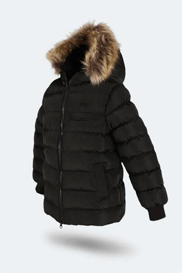 Детское пальто для девочек пуховое с капюшоном Calisto new children's hooded puffer black Slazenger, Black — фото 4