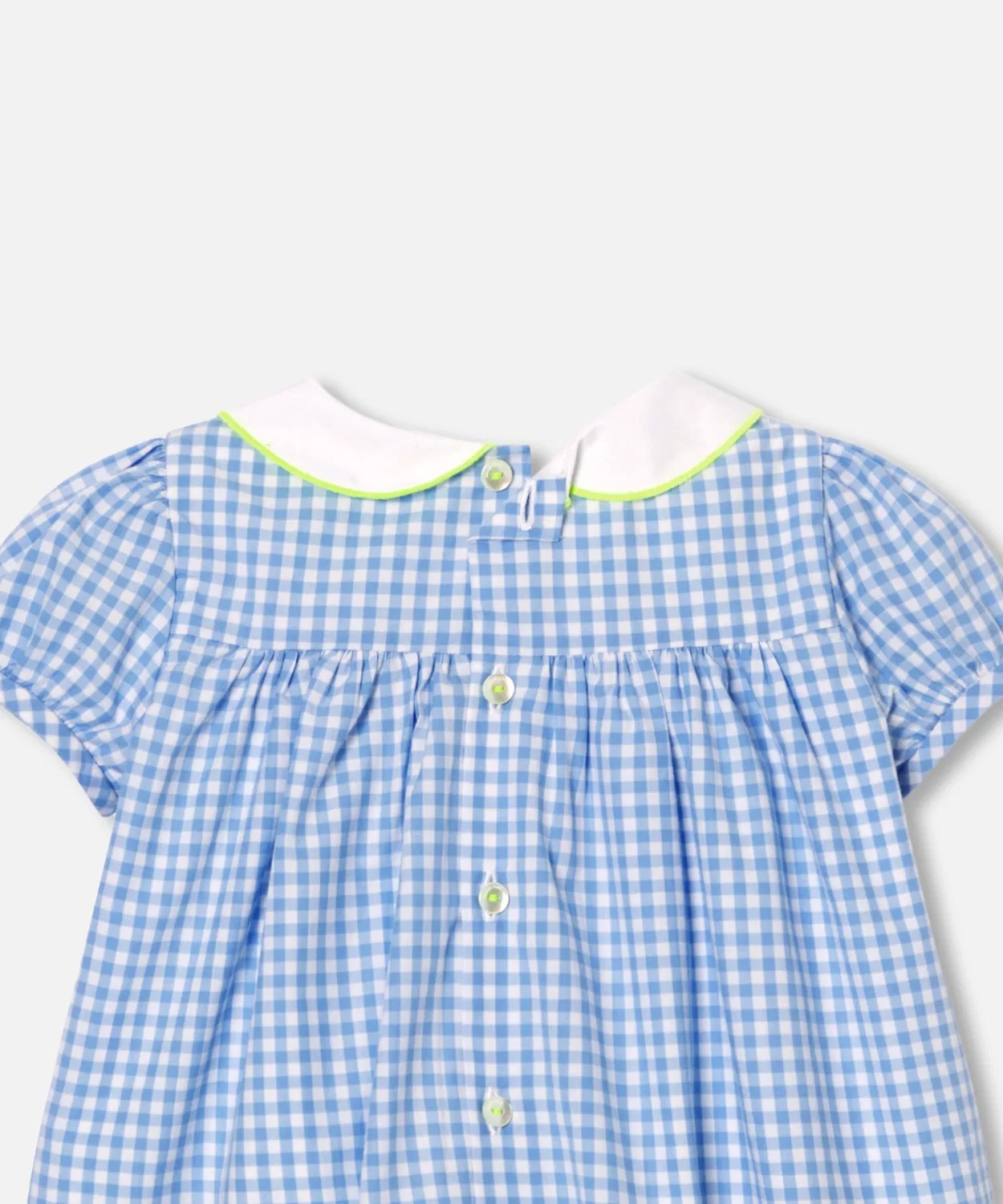 Детское платье для девочек с коротким рукавом в горошек, модель Blue Gingham, jacadi, Check — фото 4