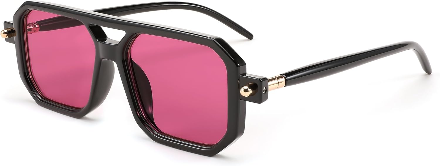 

Винтажные квадратные солнцезащитные очки-авиаторы FEISEDY 70-х годов, классическая ретро-стильная оправа, защита от ультрафиолета UV400, артикул B2622, 009 Black Frame & Purple Lens