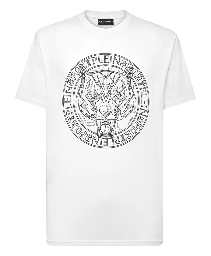 

Футболка с круглым вырезом, тигр Plein Sport, белый