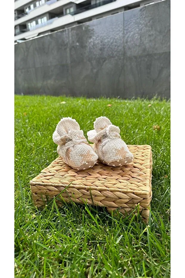 Детские пинетки трикотажные без каблука Babydia, Beige