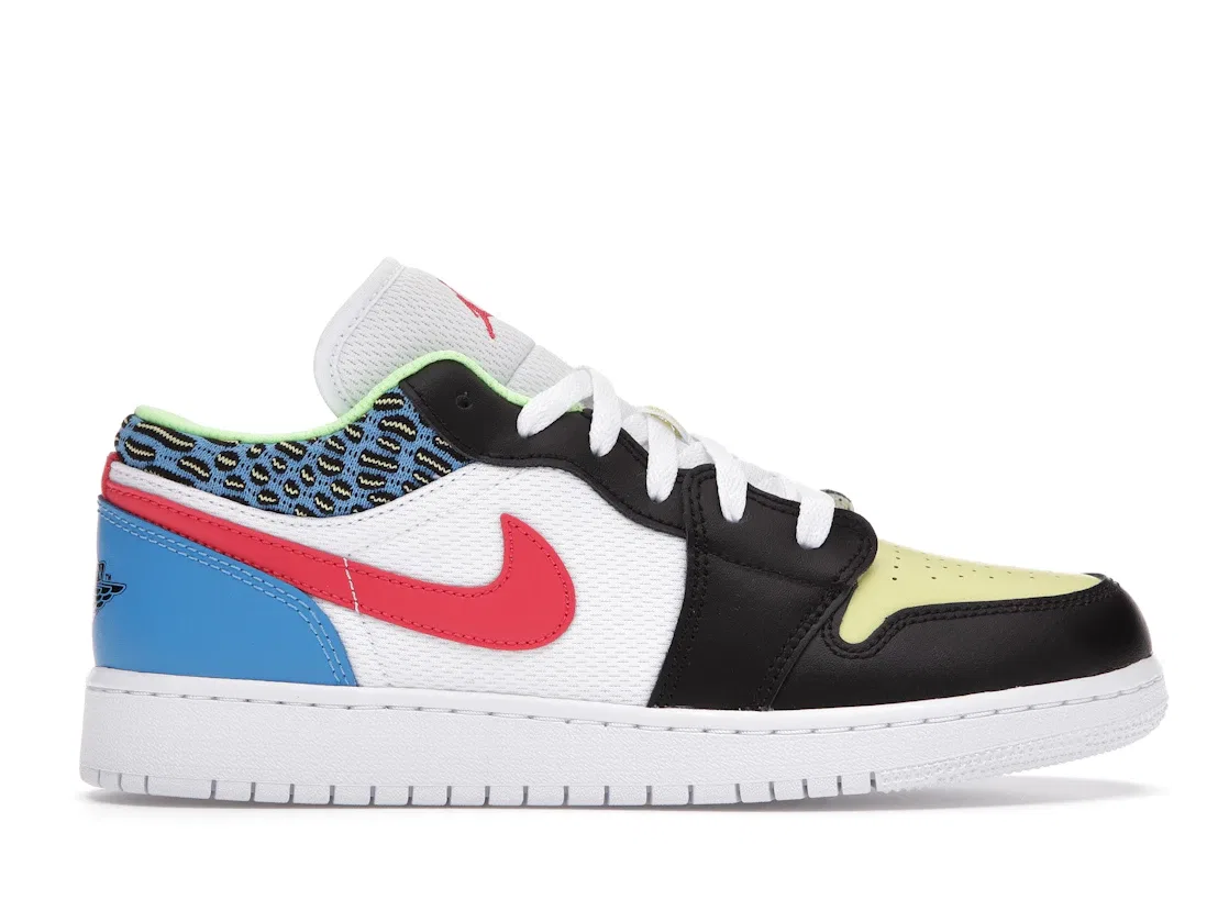 Детские кроссовки Lifestyle с принтом Jordan 1 Low Jordan, Black/Light Fusion Red-White