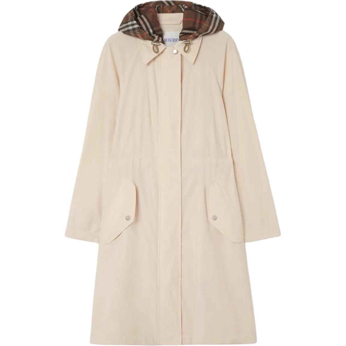 Женское пальто-тренч с капюшоном в клетку Newbury Checked-Hood Parka Burberry, Khaki Beige