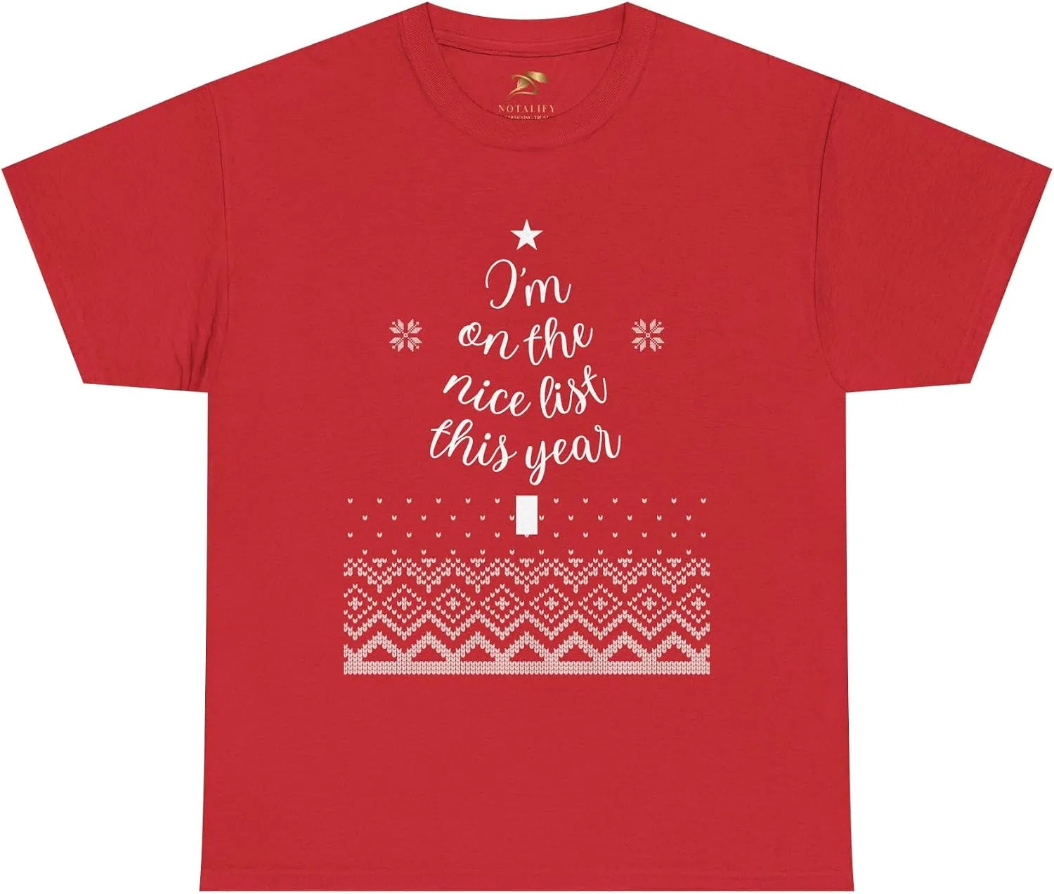 Женская футболка с праздничным принтом Nice List Christmas Tree Tee, красный