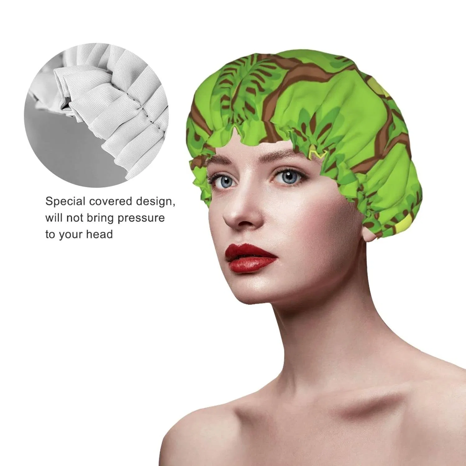 Шапочка для душа Kiwi Pattern, ButxeT, Reusable, Elastic, Waterproof, Green — фото 3