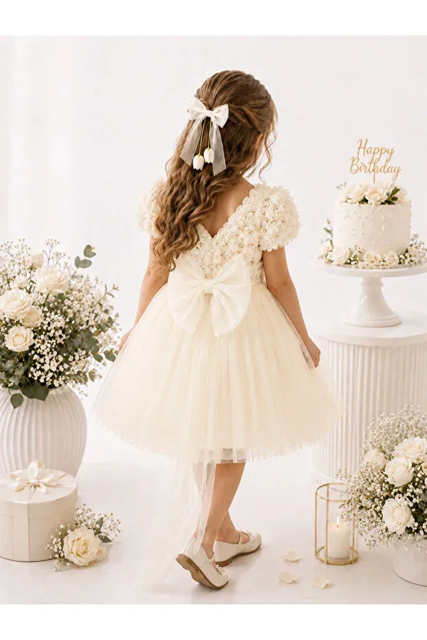 Детское платье для девочек с коротким рукавом 2Kids2Mom, Nude Color — фото 2