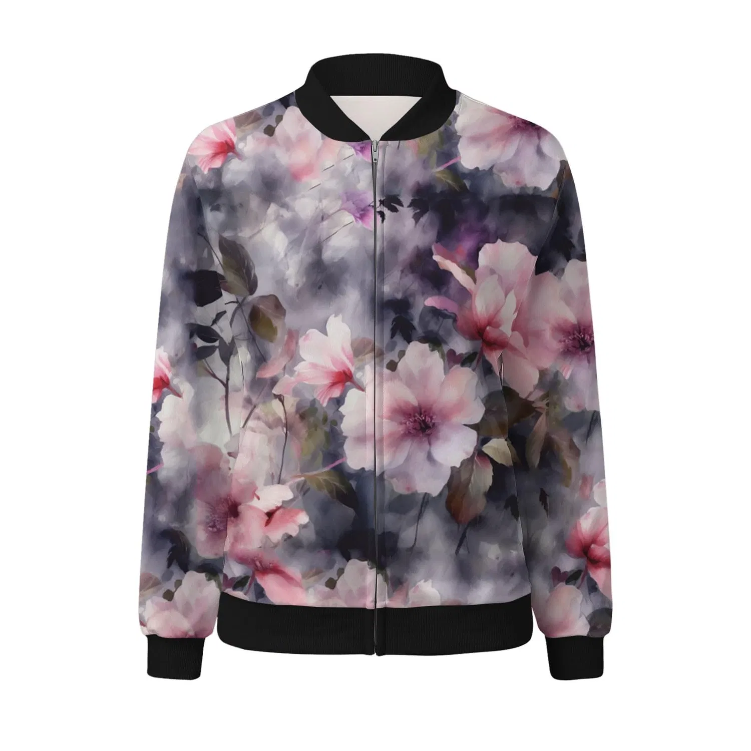 Женская куртка с принтом Casual Jackets Women Daily Lightweight Jackets Zip Up Jacket Casual Print Coat Stand Collar Short Sports Outerwear Zipper Tops Long Denim Jacket Women, Pink — фото 3