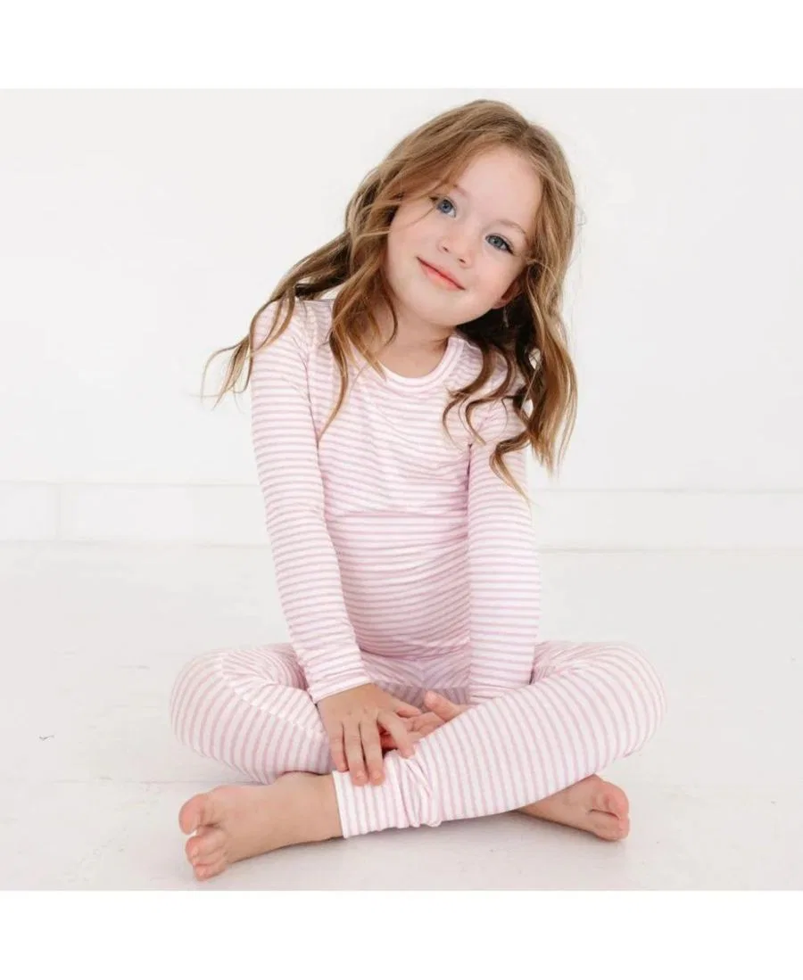 Детская пижама-комплект с длинным рукавом, модель Ballet Stripe Motette, Pink And White Stripes — фото 4