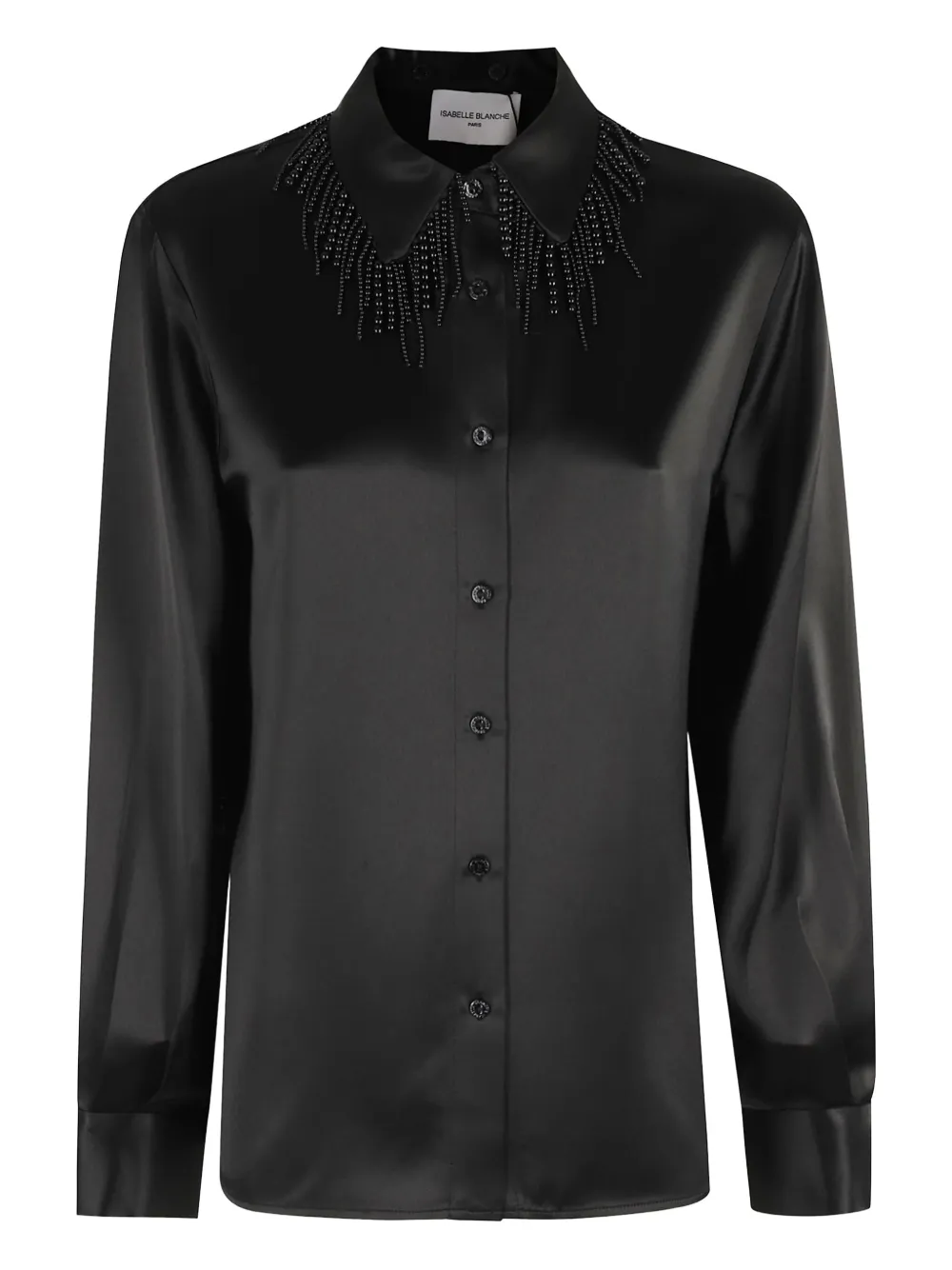 

Атласная рубашка с бусинами на воротнике Isabelle Blanche, черный