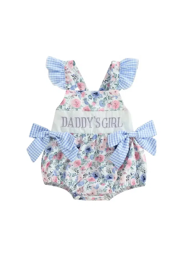 Боди-комбинезон с цветочным принтом и бантами Matching Family Outfits, голубой