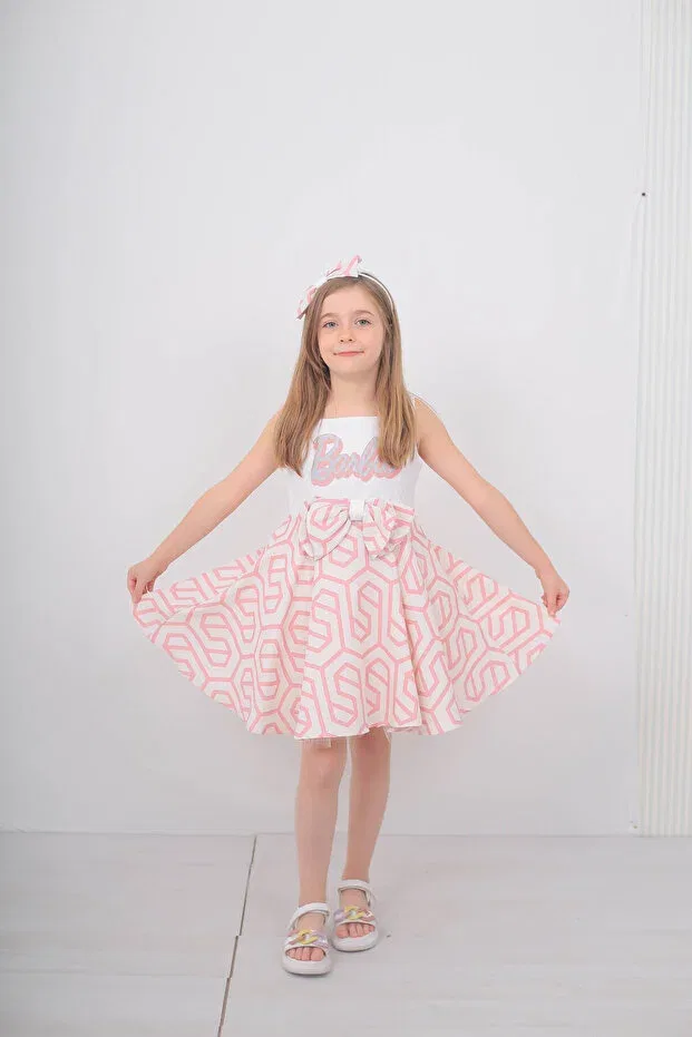 Детское платье для девочек с принтом Costume with Striped Crown Filizdens Kids, Pink — фото 2