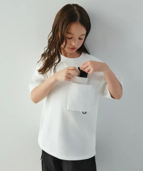 Футболка оверсайз с накладным карманом Musinsa Standard Kids, белый