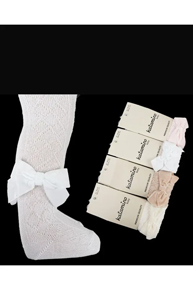 Детские колготки для девочек с ромбовидным узором Argyle with Bow Accessories Katamino, Pink — фото 2