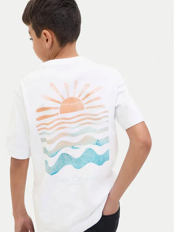 Футболка relaxed fit Canggu Jack & Jones Junior, белый — фото 4