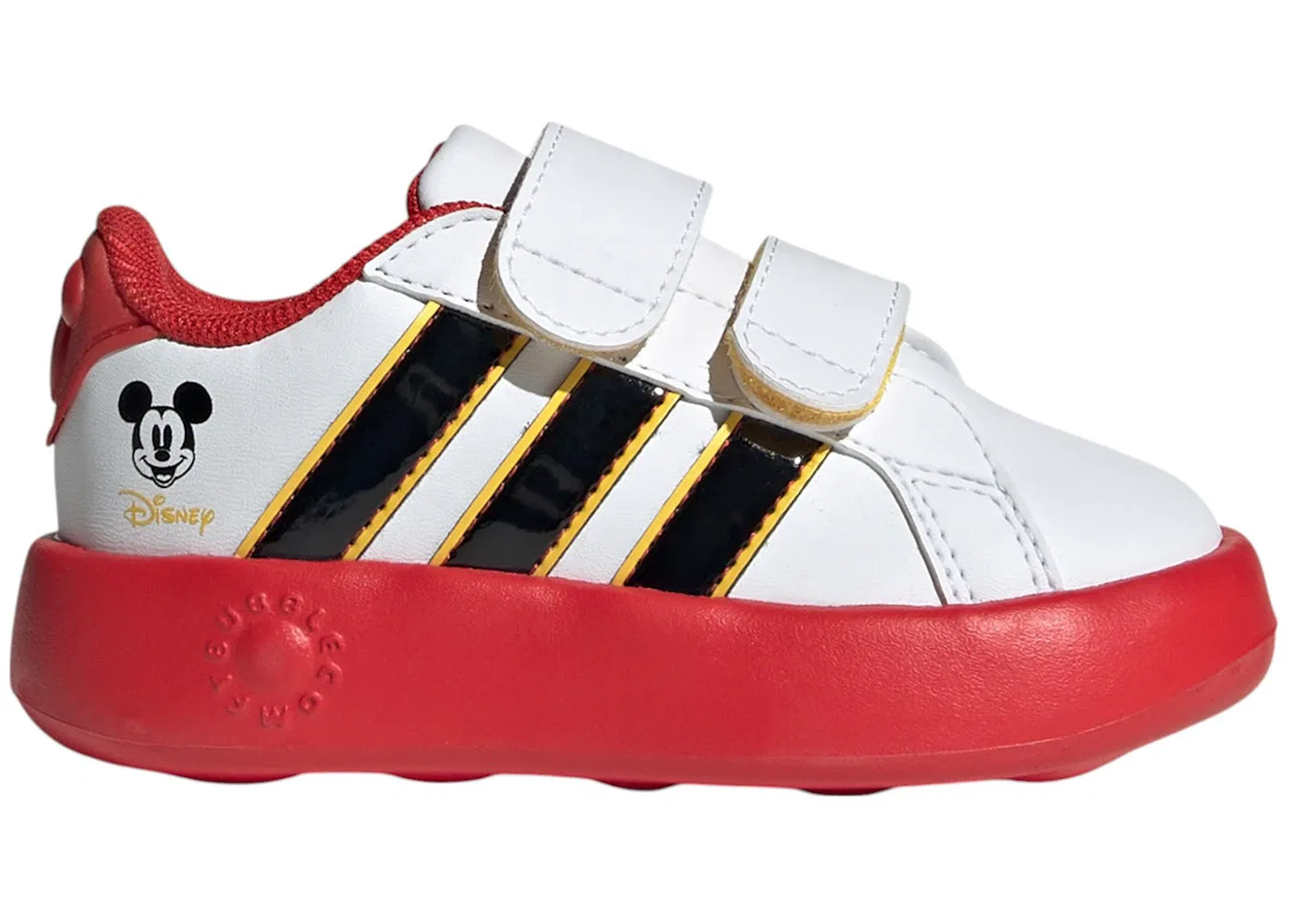 Детские кроссовки с принтом Adidas Grand Court Adidas, Cloud White Core Black Bold Gold