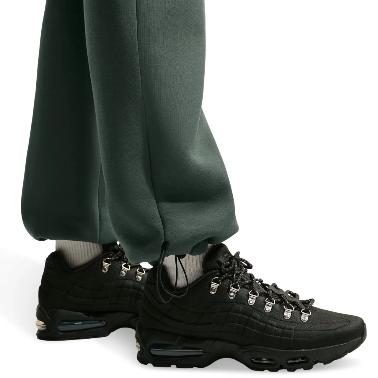 Мужские спортивные штаны с открытым низом, модель Tech Fleece Open Hem, Nike, Camo Green/Black — фото 3