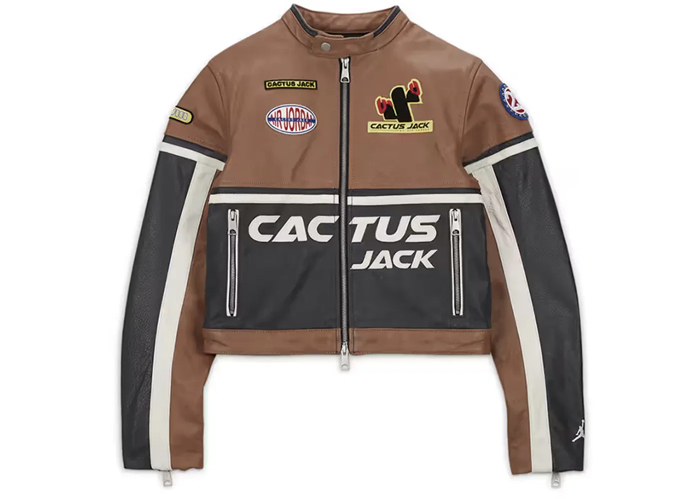 Женская куртка из кожи с принтом Cactus Jack Jordan Travis Scott, Archaeo Brown