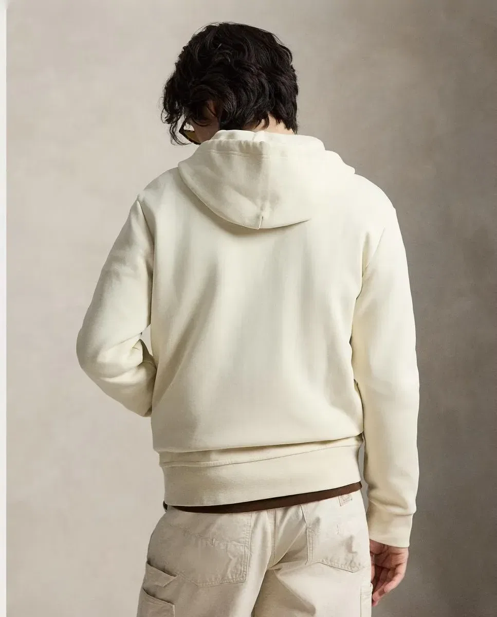 Мужская худи с капюшоном на молнии из двойного трикотажа Polo Ralph Lauren, Cream — фото 2