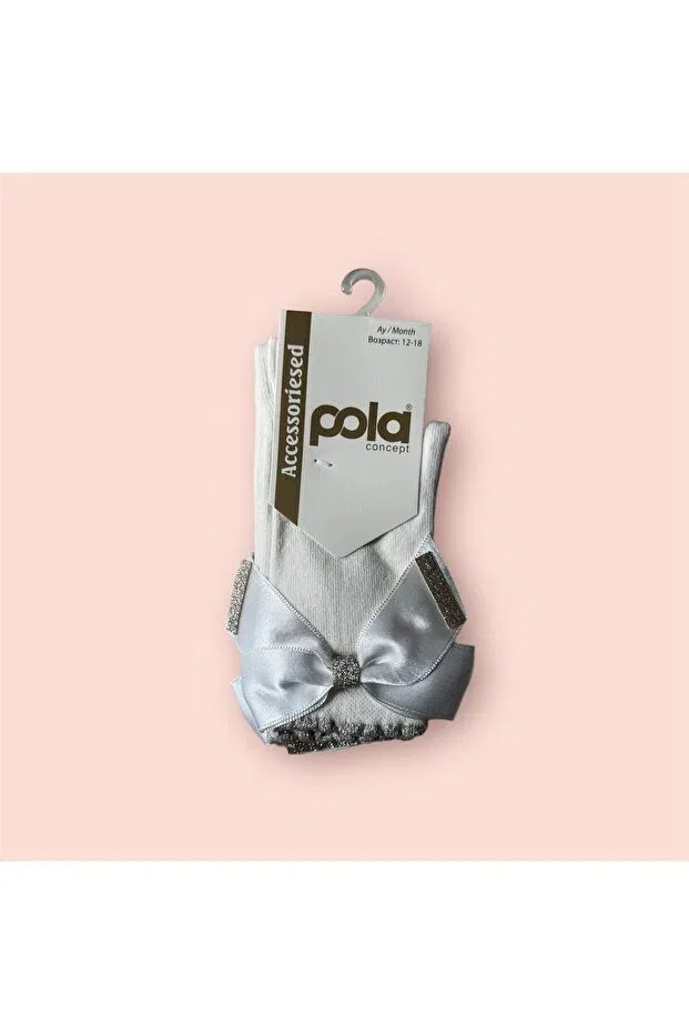 Детские носки хлопковые с бантиком Pola, Nude Color