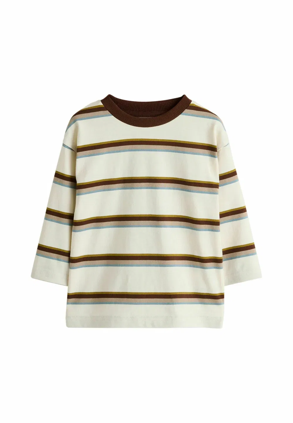 Футболка в полоску с длинным рукавом, стандартного кроя Next, Brown Ecru Stripe