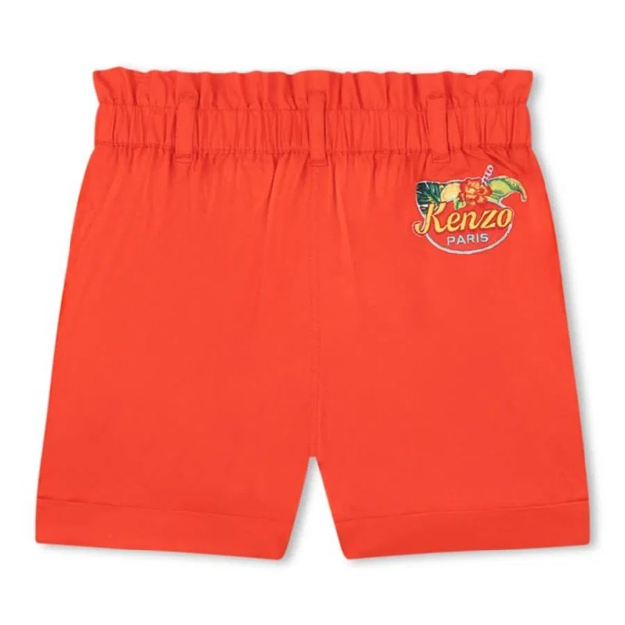 Шорты хлопковые с рюшами на талии Girls Ruffled-Waist Cotton Shorts Kenzo, Peach — фото 2