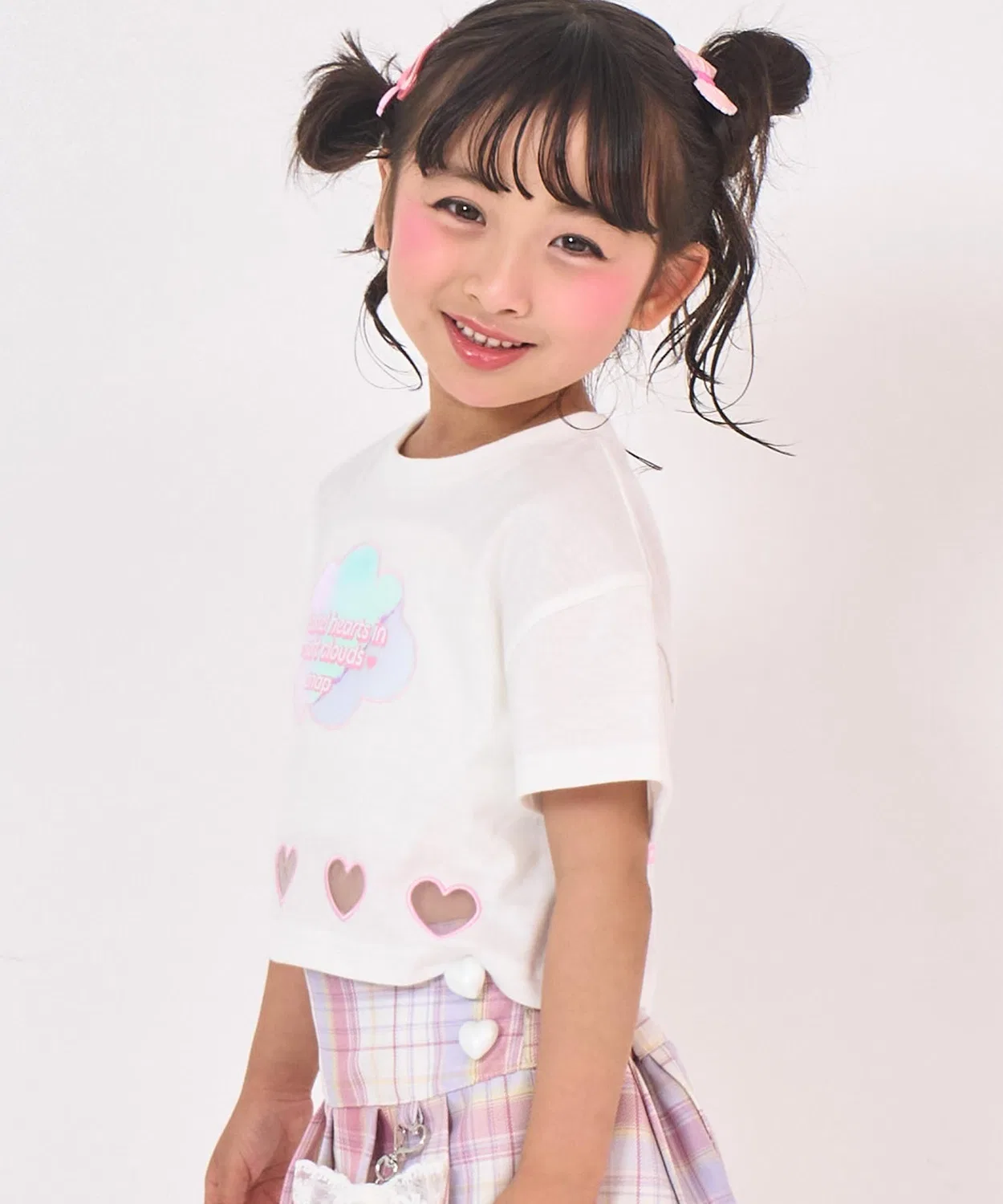 Детская футболка с принтом Heart Aki Hologram Patch Cropped ANAP kids, Lavender — фото 4