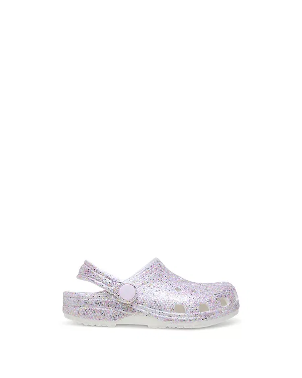 Детские сабо с блестками Classic Fantasy Glitter Crocs, белый — фото 2