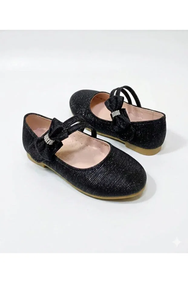 Детские балетки для девочек с бантом Patik Bebe, Black — фото 4