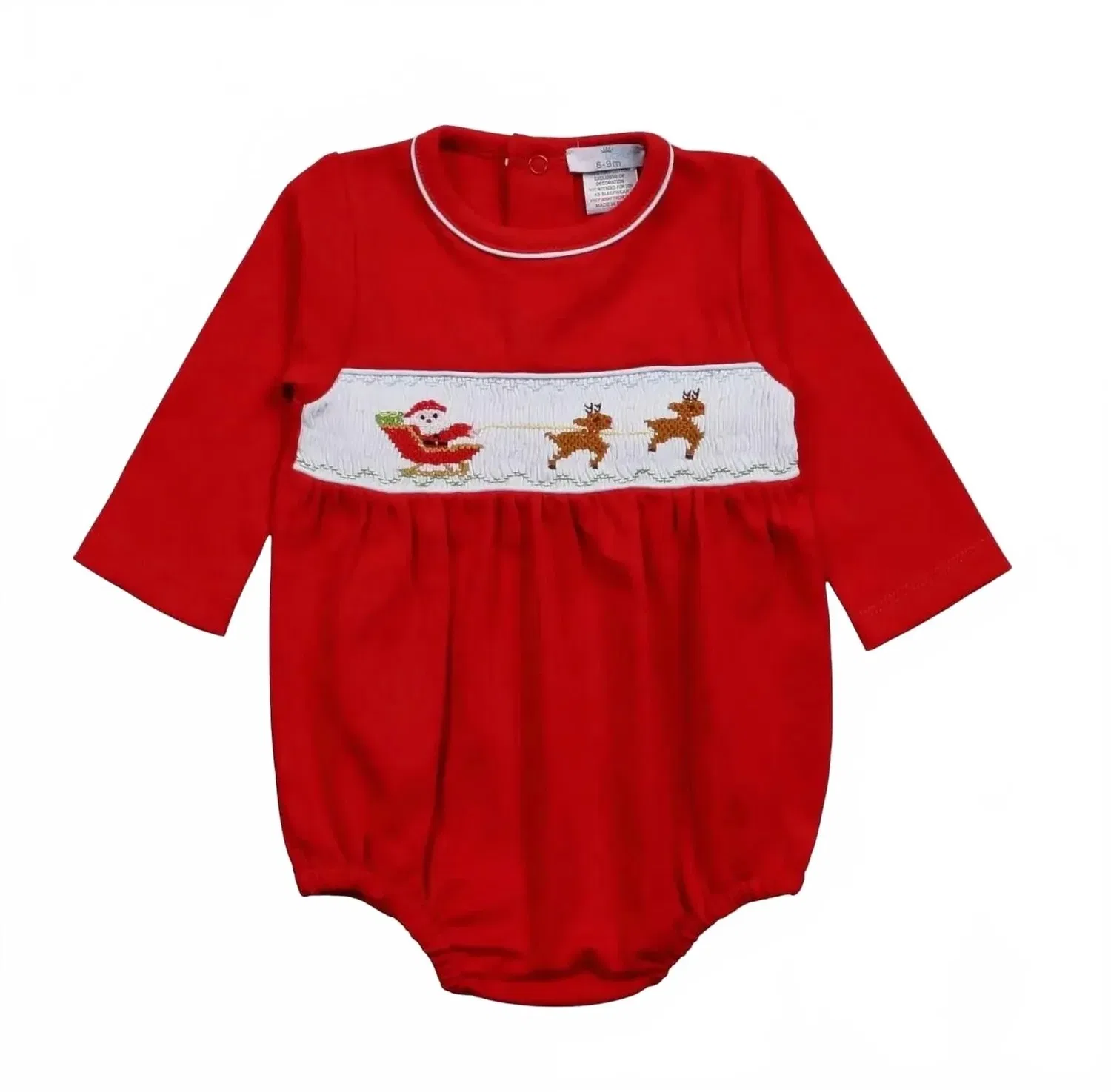 Детский боди-комбинезон с принтом Santas Sleigh Smocked BABY LOREN, красный