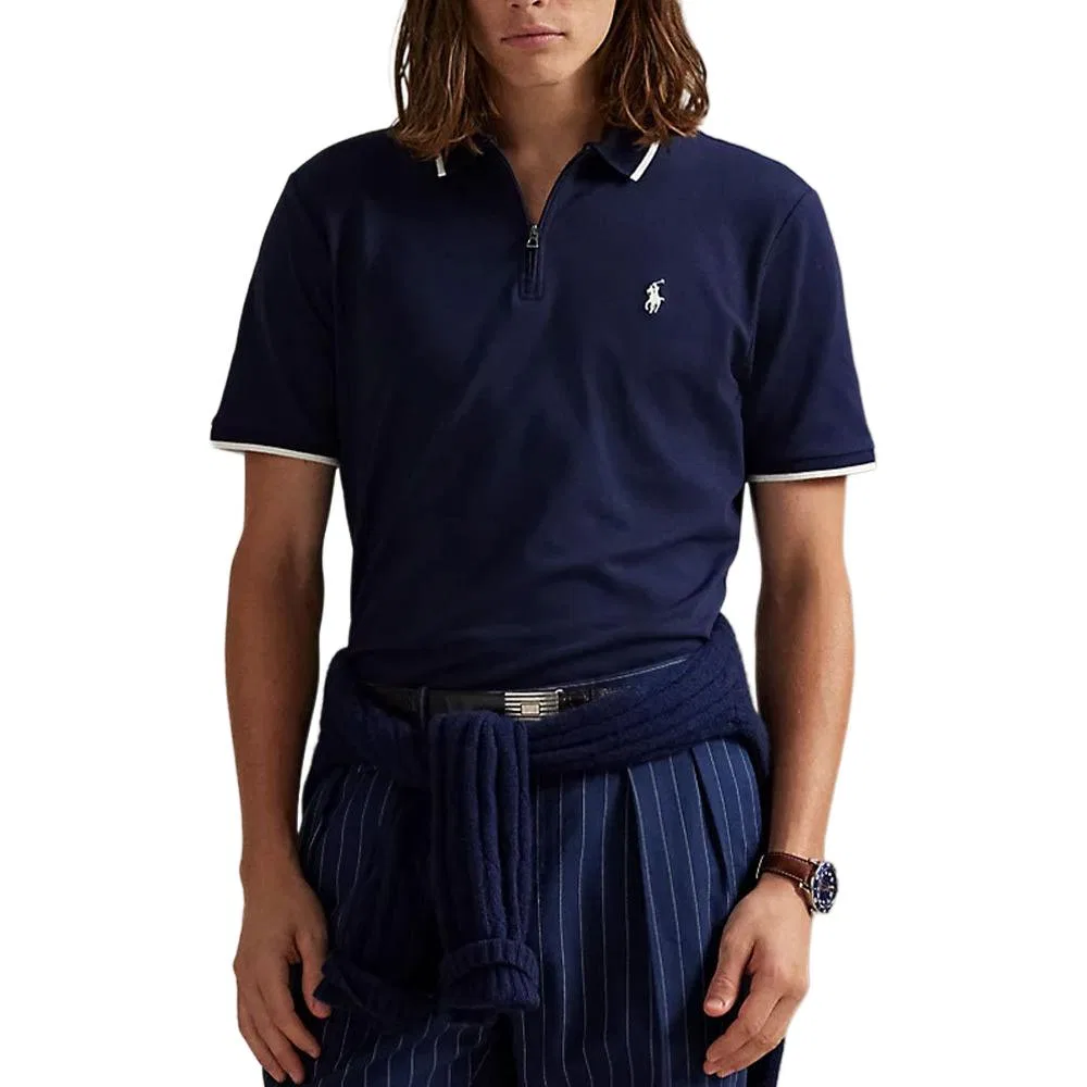 Мужское поло с принтом Classic Version Polo Ralph Lauren, Marine Blue & White — фото 2