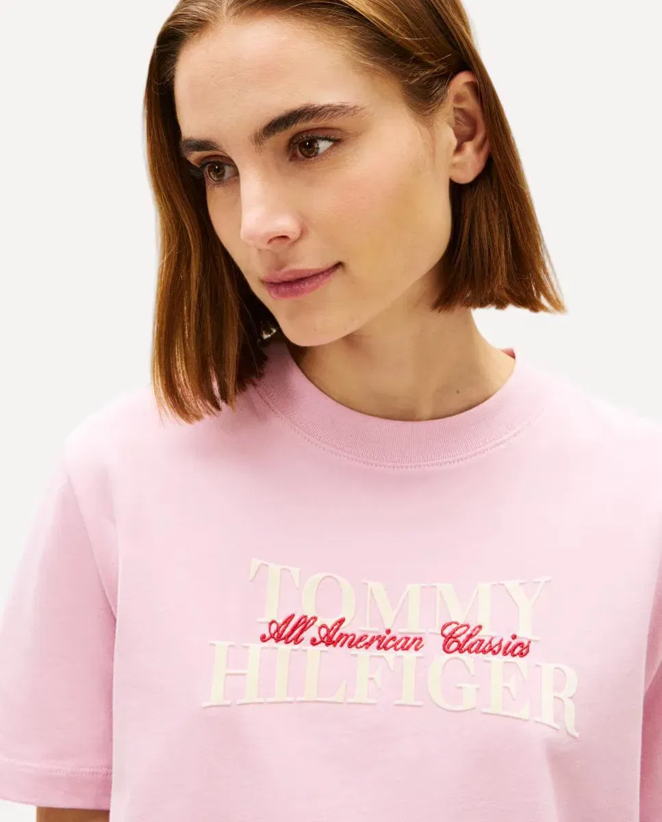 Женская футболка с логотипом Tommy Hilfiger, Rosa — фото 2